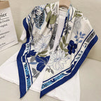 110cm Floral Twill Silk Scarf for Women – Elegant Korean Style Imitation Silk Shawl | Emirazaar UAE