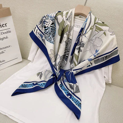 110cm Floral Twill Silk Scarf for Women – Elegant Korean Style Imitation Silk Shawl | Emirazaar UAE