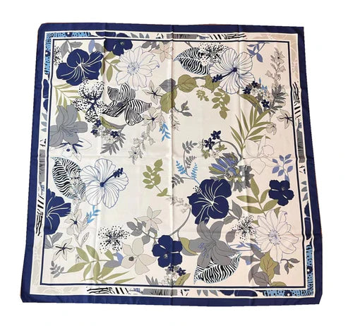 110cm Floral Twill Silk Scarf for Women – Elegant Korean Style Imitation Silk Shawl | Emirazaar UAE