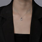925 Sterling Silver Double Heart-Shaped Necklace for Women Summer