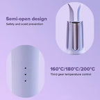 Product with semi-open design and temperature control features on a purple background