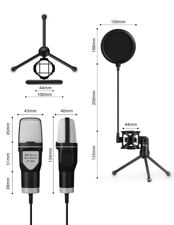RGB Esports Desktop Microphone – SF-666R Capacitor Gaming Mic with Noise Reduction | Emirazaar UAE
