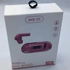Pink electronic device with 'AIR 33' branding on a white background