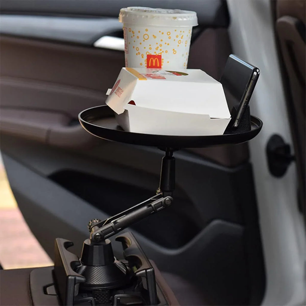 3-in-1 Car Cup Holder Food Tray with Phone Stand – Swivel Design | Emirazaar UAE