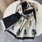 Cute Kitten Plaid Cashmere Shawl Scarf – Soft, Warm & Stylish Winter Wrap | Emirazaar UAE