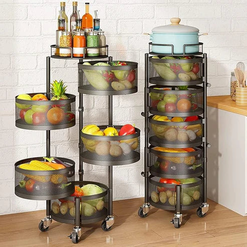 360° Rotating Fruit & Vegetable Basket Bowls with Wheels | Emirazaar