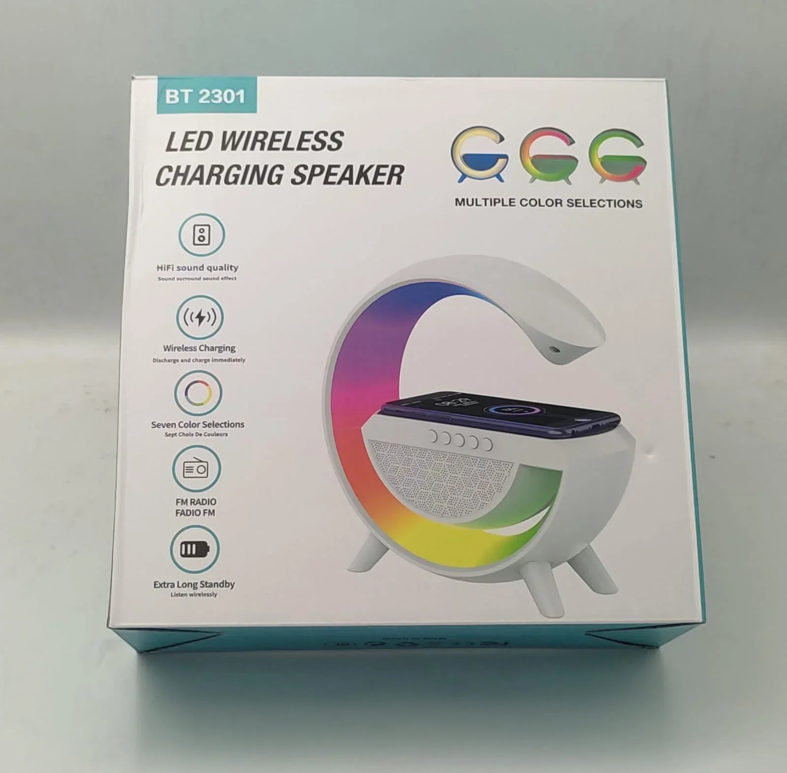 Smart LED Table Lamp Wireless Charger, Night Light, Alarm Clock, and Bluetooth Speaker