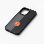 Black phone case with Mercedes-Benz logo on a white background