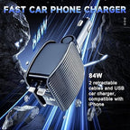 84W Retractable Car Charger – Fast Charging USB for All Devices | Emirazaar UAE