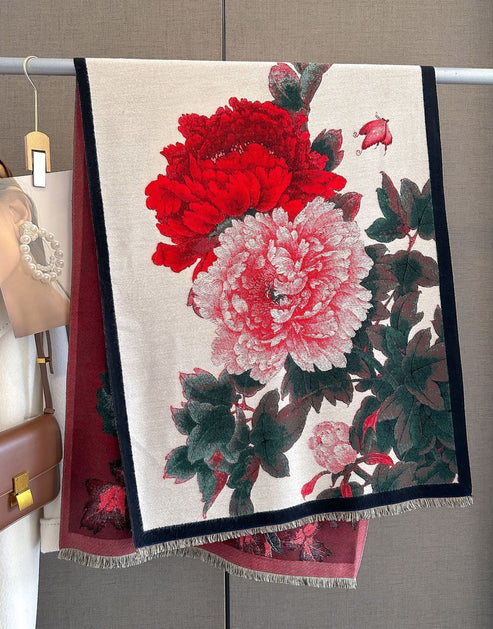 Retro Floral Warm Cashmere Scarf for Women – Thick, Soft & Stylish | Emirazaar UAE