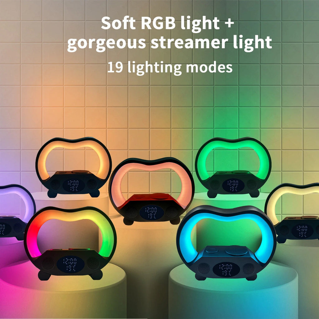 6-in-1 Smart LED Table Lamp with Wireless - مصباح ذكي 6 في 1 مع شاحن وسماعة