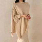 Elegant Wool Slant Cape Scarf for Women – Warm Winter Shawl UAE Edition
