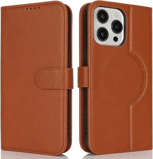 ZHUSE Wallet Wireless Power Bank – Premium Leather Magnetic Charger Wallet (Brown & Black Edition)